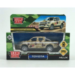 Машина ин. мет. TOYOTA hilux камуфляж 12см, открыв.двери, песочный в коробка (Технопарк)