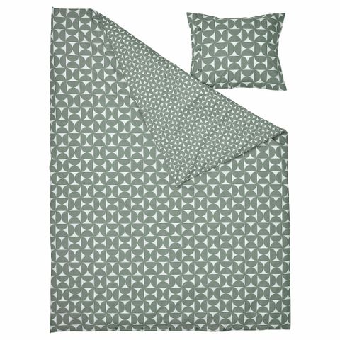 Комплект постельного белья IKEA ANGSNEJLIKA (ЭНГСНЕЙЛИКА), Односпальный, Серо-зеленый, 150x200, 50x80 см