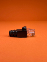 50 пар. Коннектор и колпачок для интернет кабеля RJ45 cat.5e 8P8C, неэкранированный, штекер для витой пары, для разъемов коннектора патч корда, для интернет кабеля диаметр 6,5 мм, черный