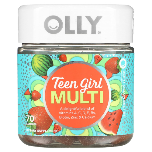 OLLY, мультивитамины для подростков, со вкусом ягод и арбуза, 70 жевательных таблеток