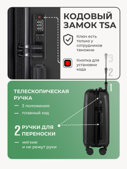 Чемодан Bonle размер S Черный