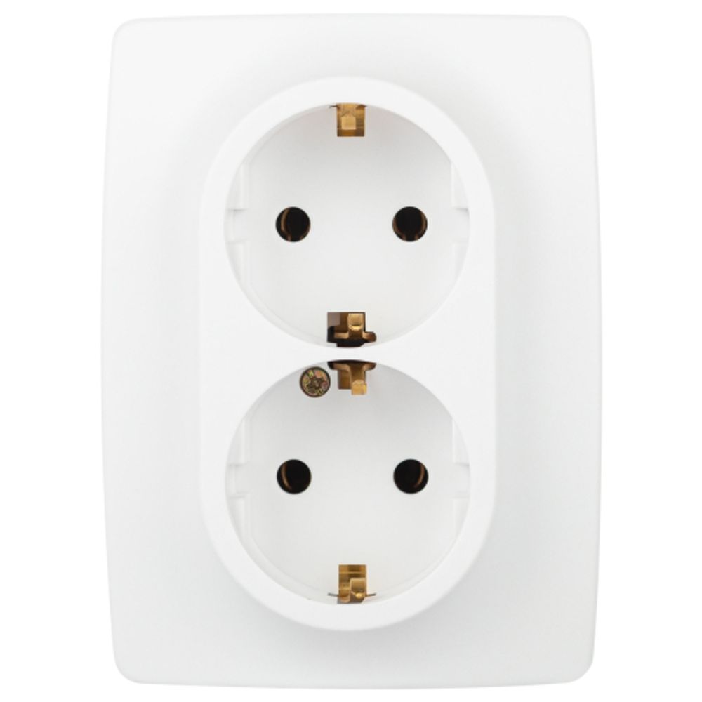 Розетка ЭРА Серия 12 12-2106-01М 2X2P+E Schuko 16А-250В белый матовый | Эра 12