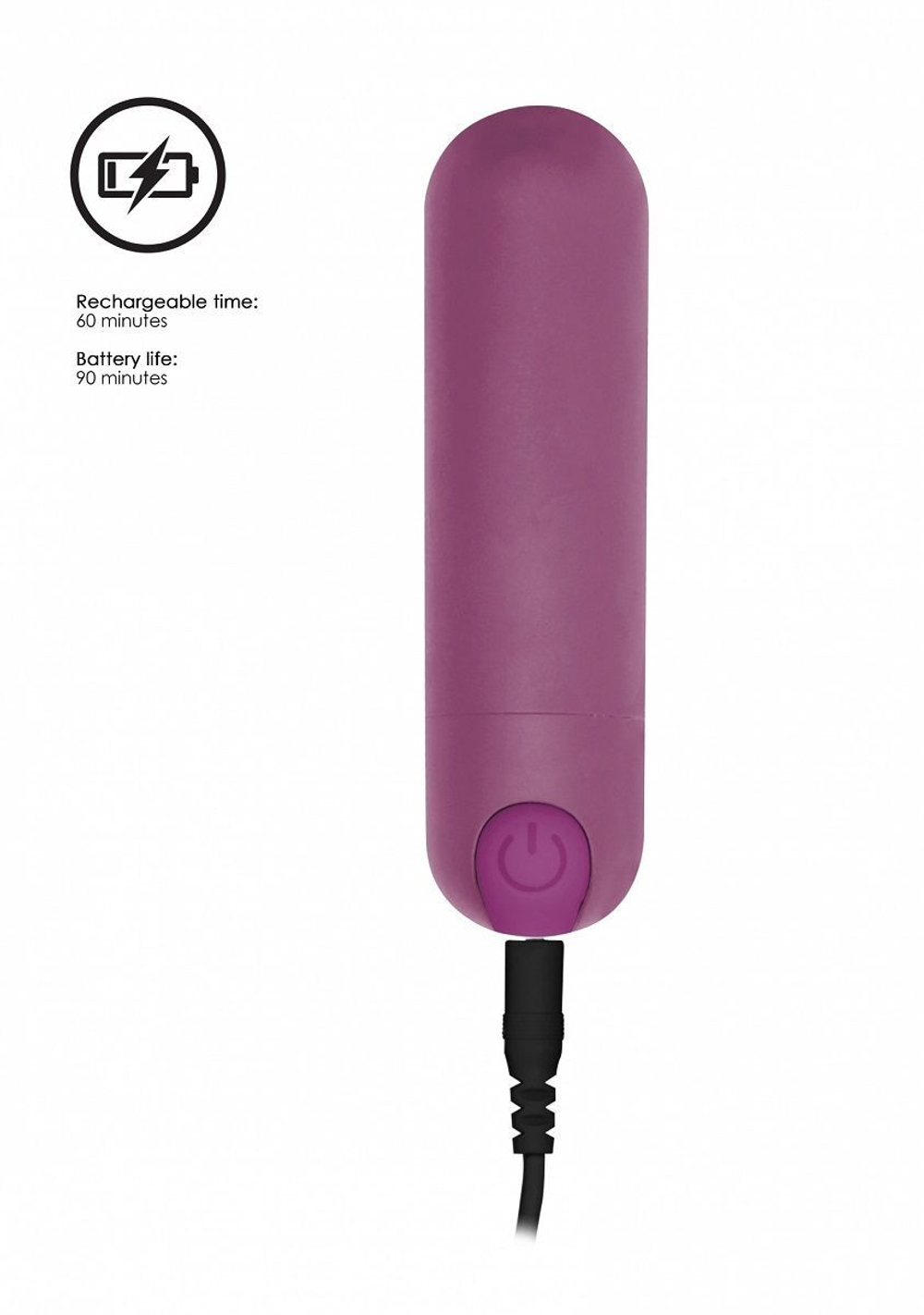 Фиолетовая перезаряжаемая вибропуля 7 Speed Rechargeable Bullet - 7,7 см. (Цвет: фиолетовый)