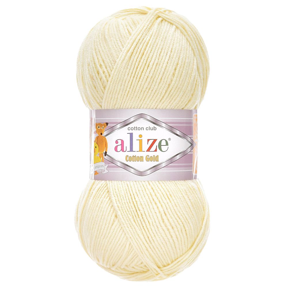 Пряжа Alize (Ализе) Cotton Gold / уп.5 мот. по 100 г, 330м, 001 молочный A