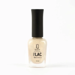 IQ BEAUTY Лак для ногтей профессиональный укрепляющий с биокерамикой #092, 12.5 мл Молочный с золотой поталью, плотный