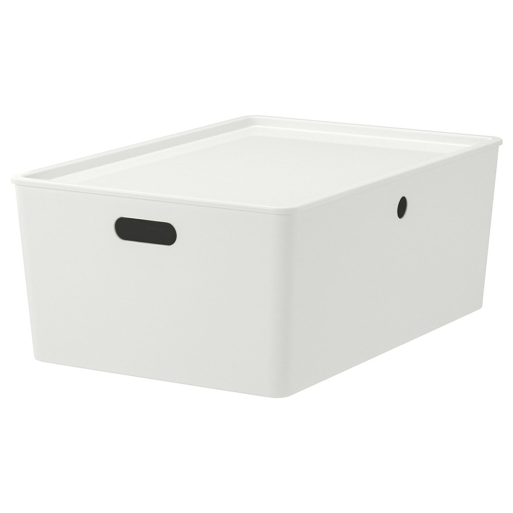 Контейнер с крышкой IKEA KUGGIS (КУГГИС), Пластик, Белый, 37x54x21 см