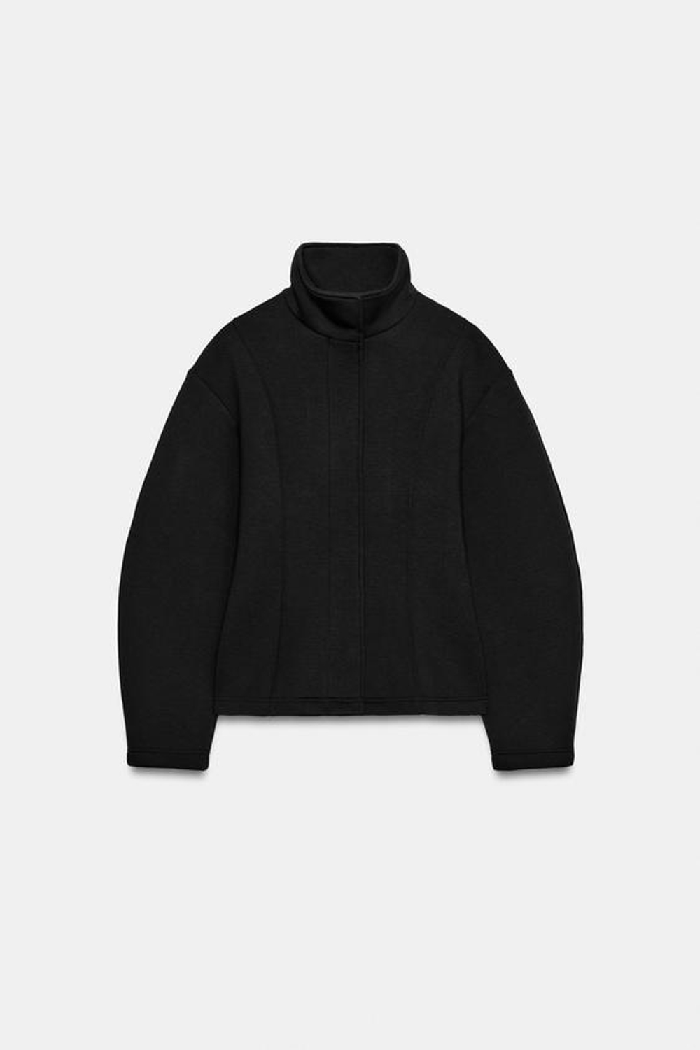 ZARA КУРТКА С ВОРОТНИКОМ-СТОЙКОЙ, ЧЕРНЫЙ