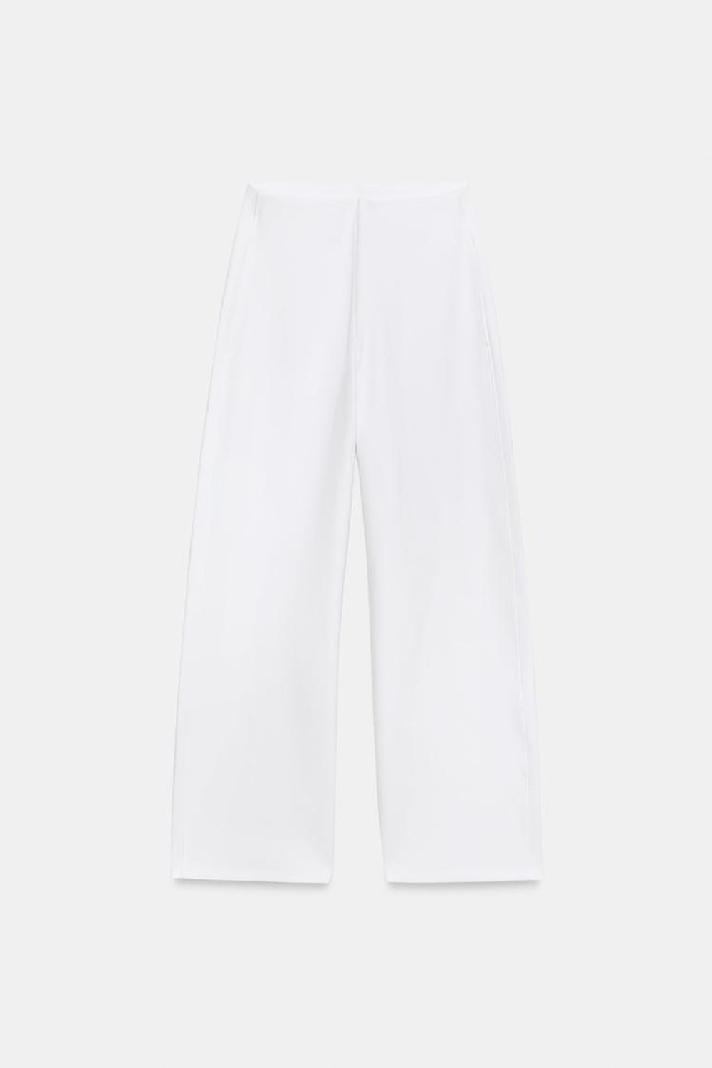 ZARA БРЮКИ BALLOON ИЗ ИНТЕРЛОКА, БЕЛЫЙ