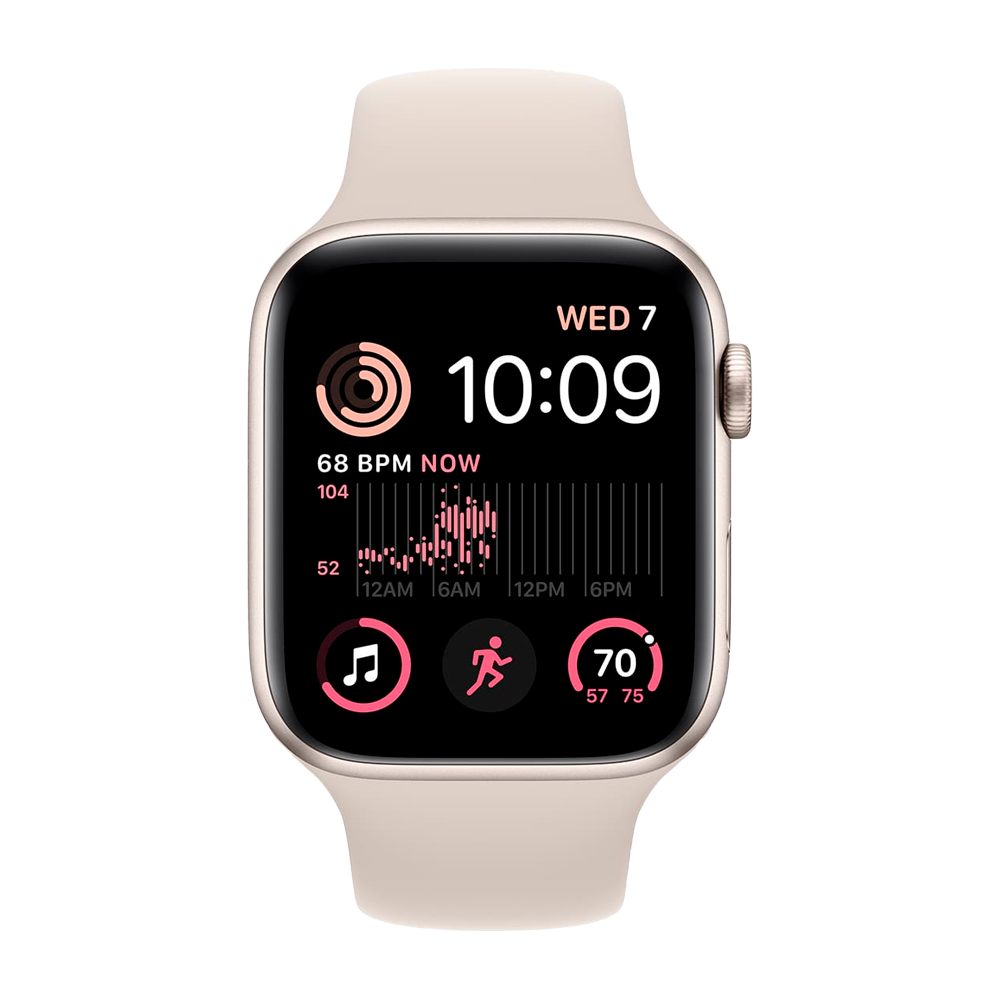 Умные часы Apple Watch SE (2022) GPS, 44mm, Aluminium Case with Sport Band M/L, Starlight (Сияющая звезда)