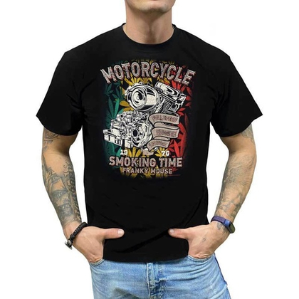 Футболка Franky Mouse Smoking time Full Speed Engine Motor (S / черный)