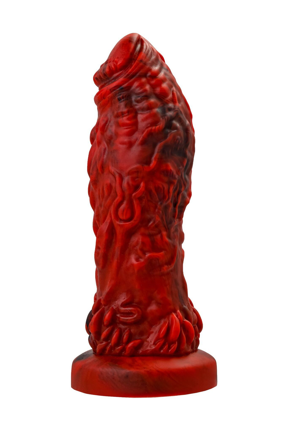 Силиконовый вибратор Monster Docus - 21,7 см. (Цвет: красный с черным)
