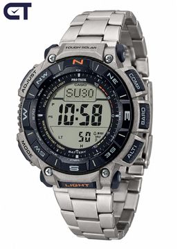 CASIO PRG-340T-7DR PRO TREK мужские наручные часы — PRO TREK с титановым браслетом, Triple Sensor и солнечным питанием