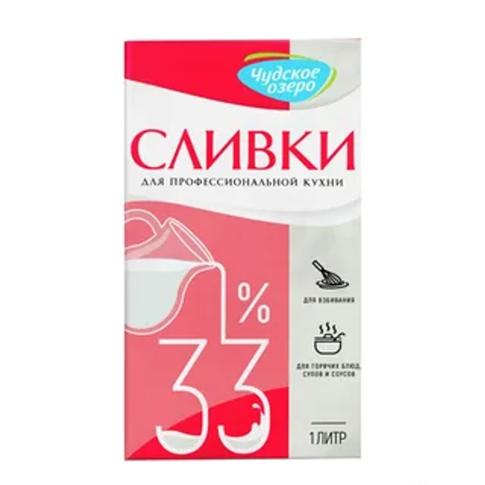Сливки Чудское озеро ультрапастеризованные 33%, 1л