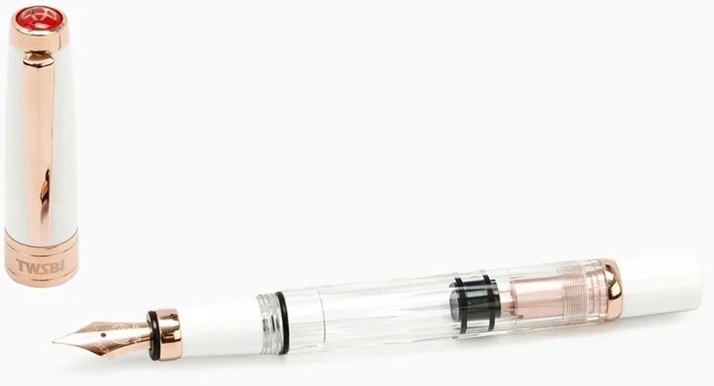 Ручка перьевая TWSBI Diamond 580 RG II Fountain Pen белая с пером M (M7449030)