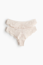 Кружевные трусы Brazilian, 2 шт. — Бледно-бежевый — H&M 1347754