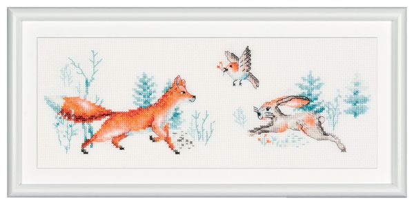 Набор для вышивания нитками Dutch Stitch Brothers, Первые друзья, канва лён 28 ct, 25х38 см