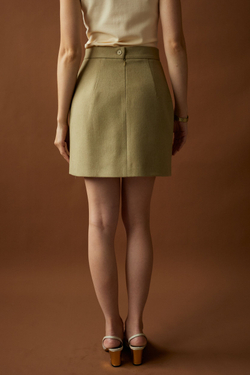 Юбка на поясе мини оливковая
