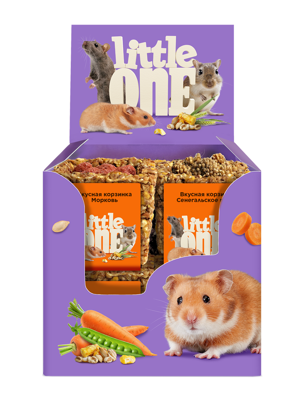 Вкусная корзинка, ассорти Little One для хомяков, крыс, мышей и песчанок - 40 гр