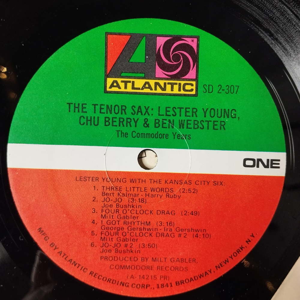 Винтажная виниловая пластинка LP The Tenor Sax: Lester Young, Chu Berry and Ben Webster (USA 1973)