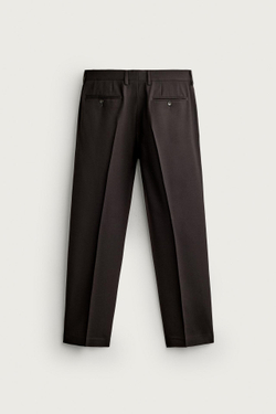 ZARA КОСТЮМНЫЕ БРЮКИ ИЗ СМЕСОВОЙ ШЕРСТИ, КОРИЧНЕВЫЙ