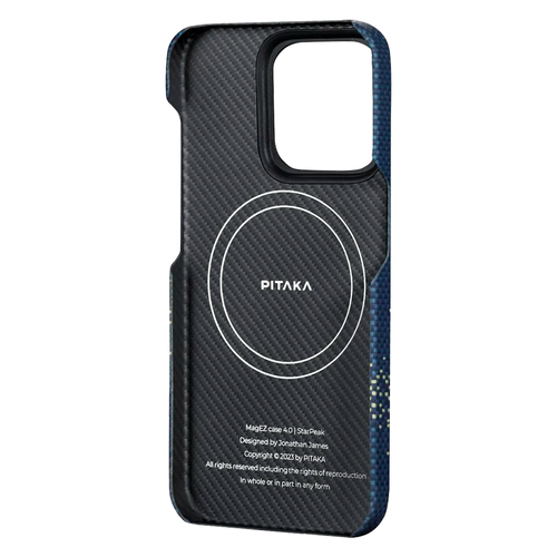 Чехол из арамидного волокна с поддержкой MagSafe PITAKA Fusion Weaving MagEZ Case 4 для iPhone 15 Pro, Milky Way Galaxy (Млечный путь)