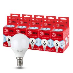 Лампа светодиодная ЭРА RED LINE LED P45-6W-840-E14 R 6Вт шар нейтральный белый свет E14 | Лампы cветодиодные Шар (G/P)