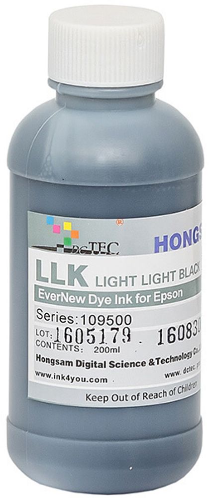 Чернила DCTec — HONGSAM водорастворимые для Epson серия: 109500 - Light Light Black (Светло серый) 200 мл.