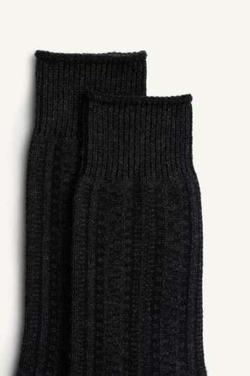 ZARA НОСКИ С РЕБРИСТОЙ ТЕКСТУРОЙ, ЧЕРНЫЙ
