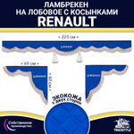 Ламбрекен с косынками двусторонние Renault (экокожа, синий, коричневые кисточки)