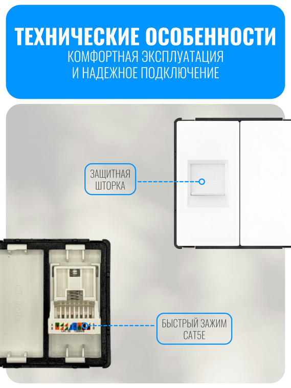Розетка интернет RJ45 Smart Aura серия Classic без рамки