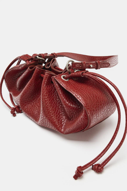 ZARA УДЛИНЕННАЯ СУМКА СО СБОРКАМИ, КРАСНЫЙ