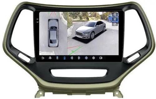 Магнитола для Jeep Cherokee 2014+ - FarCar BX608M-360 монитор 10.36" 2K QLED на Android 13, Быстрая, CarPlay, 4G SIM-слот, 4 камеры в комплекте