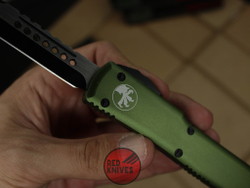 Нож Microtech Ultratech Helhound H/E - зеленая рукоять, черный клинок RK-357