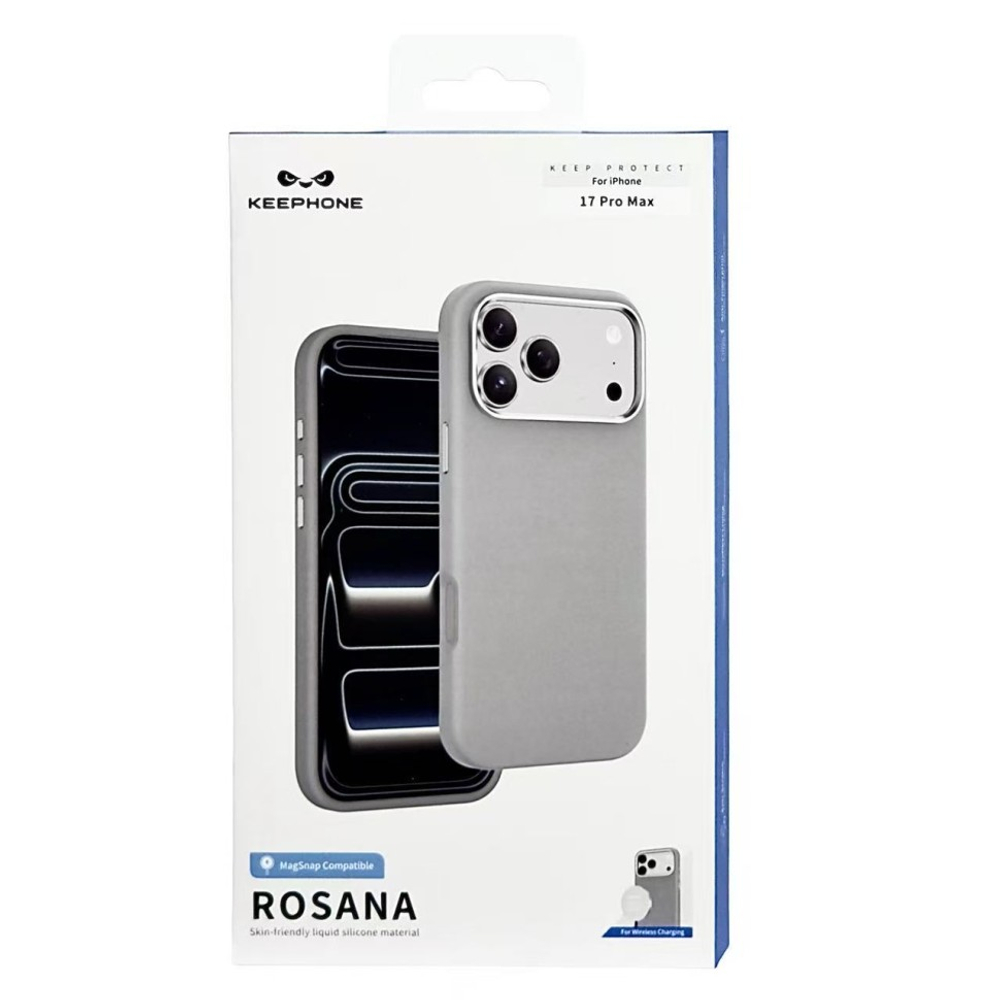 Накладка для i-Phone 17 Pro Max Keephone Rosana MagSnap серый