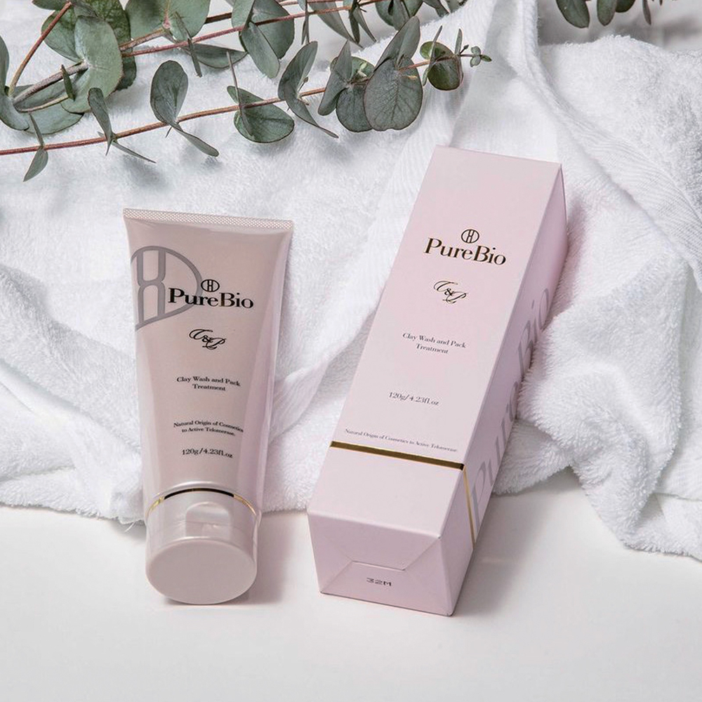 PureBio Очищающая пенка-маска на основе глины Пьюэ Био-Clay Wash And Pack Treatment, 120 г