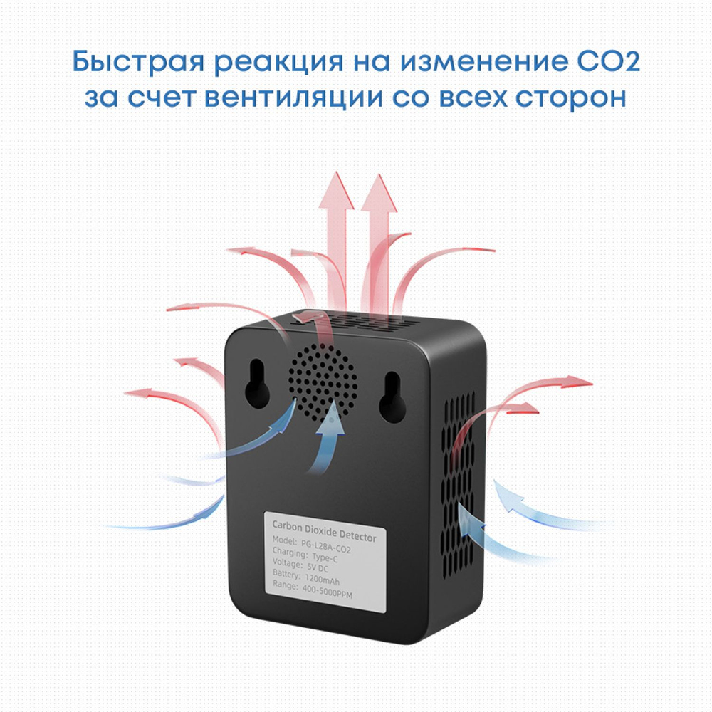 Датчик CO2, температуры и влажности (с экраном), белый/черный