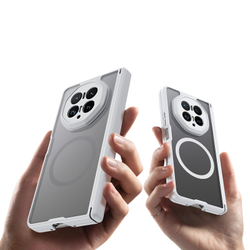 Усиленный чехол с белыми рамками и с MagSafe для Honor Magic V6, серия Expn Series Magnetic от Dux Ducis