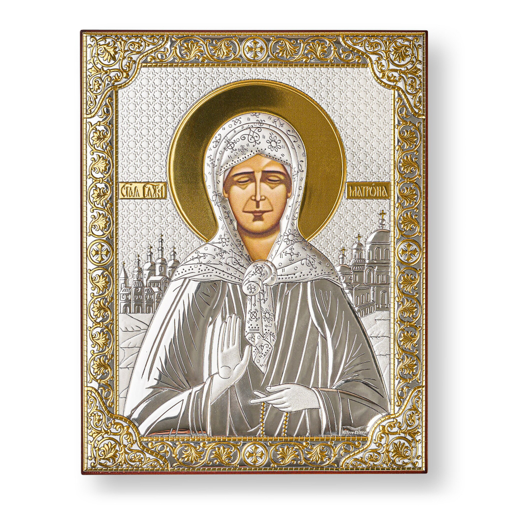 Икона блаженной Матроны Московской ( 175х225 мм, Оклад из красного дерева (можжевельник))