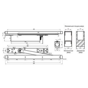 Доводчик врезной DOORLOCK DL750ITS/BC (Hold-open,Back Check) EN3-6 серебро