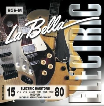 Струны для электрогитары баритон, никелированные, Medium, 15-80, La Bella BGE-M