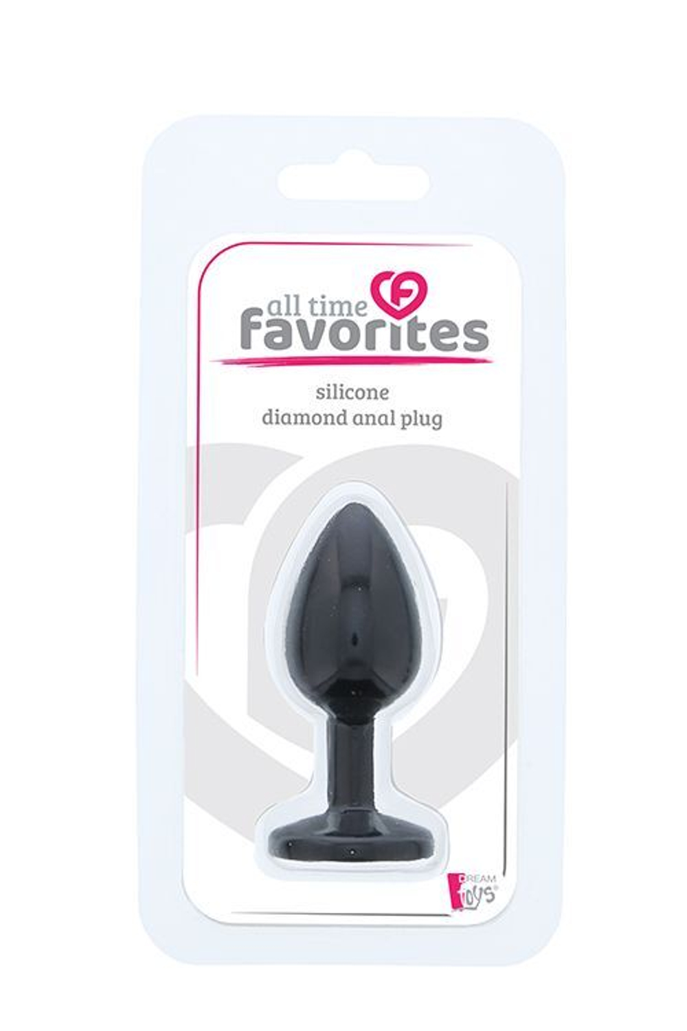 Черная гладкая анальная пробка с розовым кристаллом Silicone Diamond Plug - 7 см. (Цвет: черный)