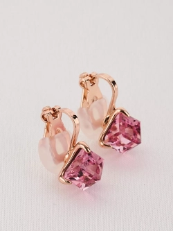 Клипсы Миражи с розовыми кристаллами Swarovski