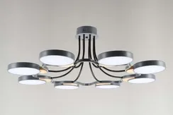 Люстра потолочная светодиодная NewRgy 18049STD/8 GY+BK, 64 Вт, серая и чёрная