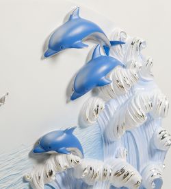 ART-318 Часы «Дельфины на гребне волны»
