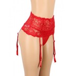Пояс на высокой посадке с ремешками для чулок Floral Lace красные (XL-2XL)