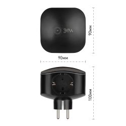 Разветвитель электрический ЭРА SP-3e-USB-BLACK на 3 розетки + 2 USB с заземлением со шторками 16А черный | Электротовары