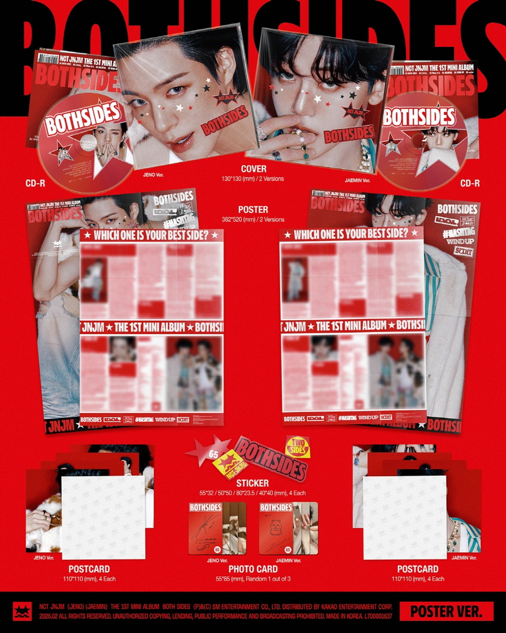 Альбом NCT JNJM - BOTH SIDES 1st Mini Album POSTER RANDOM Version