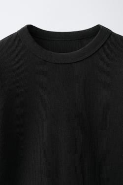ZARA ФУТБОЛКА В РУБЧИК, ЧЕРНЫЙ