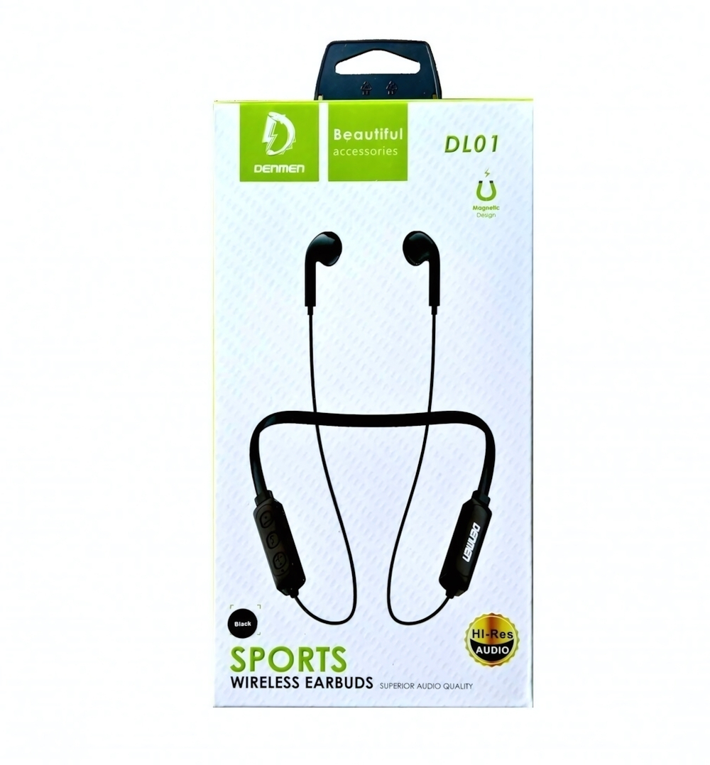Bluetooth - гарнитура DENMEN DL01, вкладыши, BT5.0, 90mAh Black