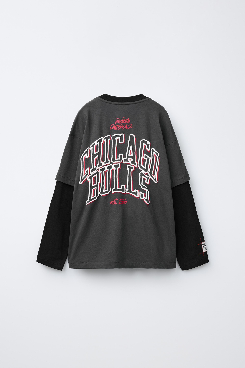 ZARA ФУТБОЛКА С ДВОЙНЫМ РУКАВОМ NBA - CHICAGO BULLS, ТЕМНЫЙ АНТРАЦИТ